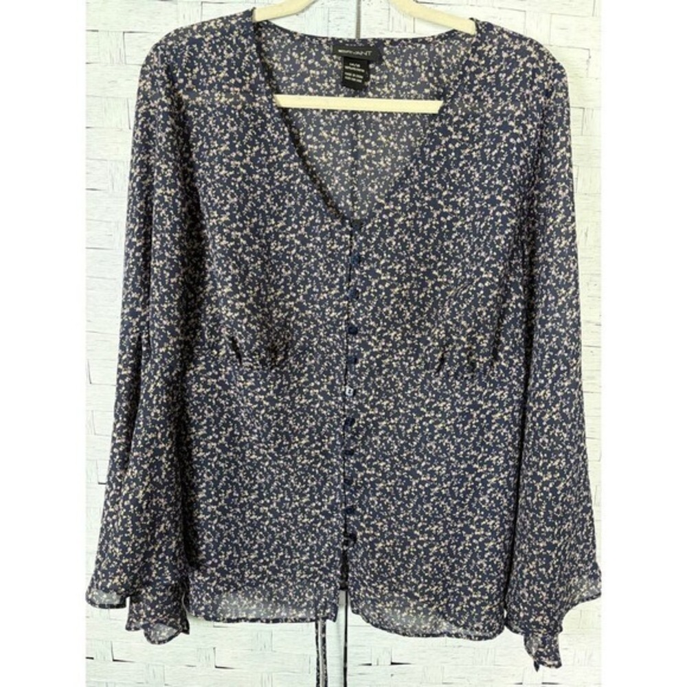 Vintage Lane Bryant Womens Blouse bell sleeve empire waste floral bohemian PL SZ